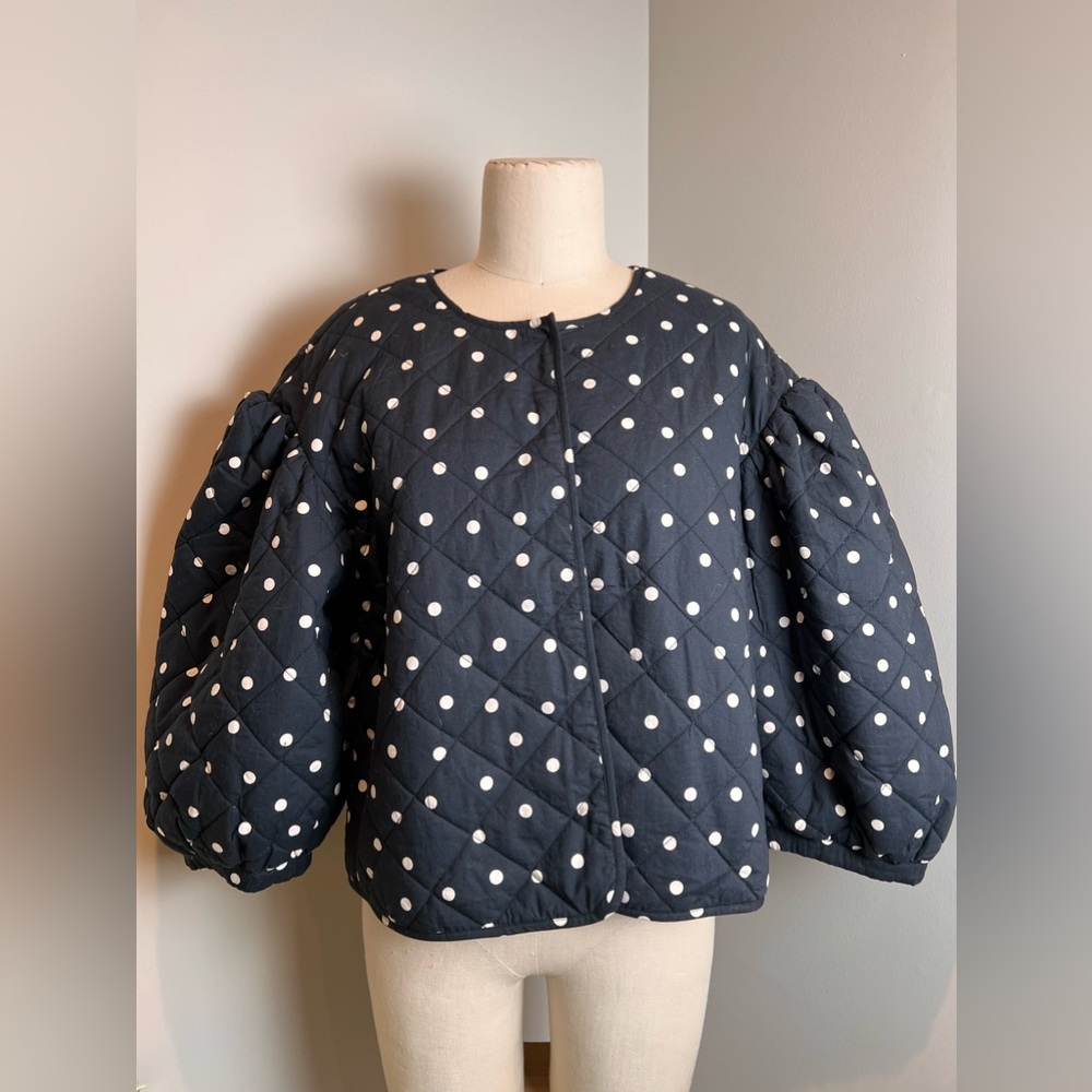 Clare V Black Puff Jacket with White Dots - Picture 4 of 7